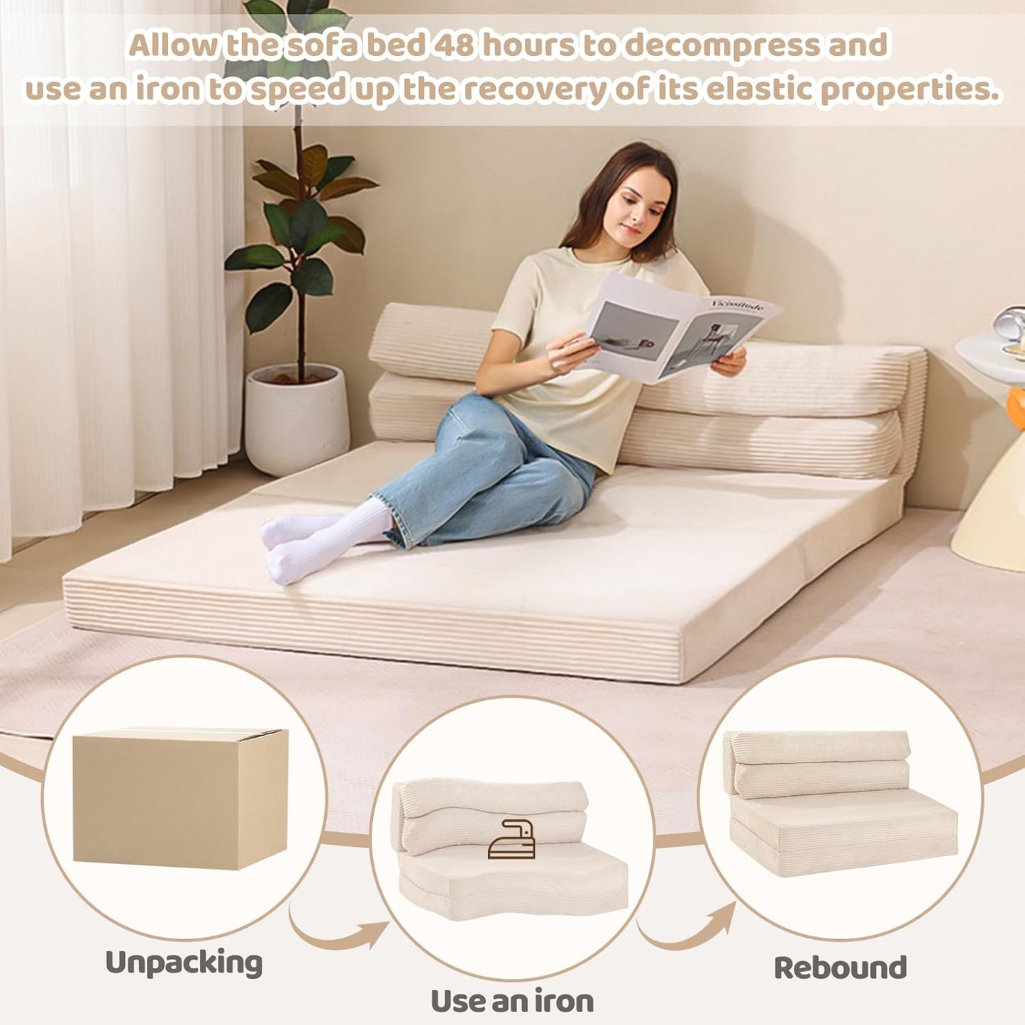 Folding Sofa Bed, Convertible Sleeper Chair