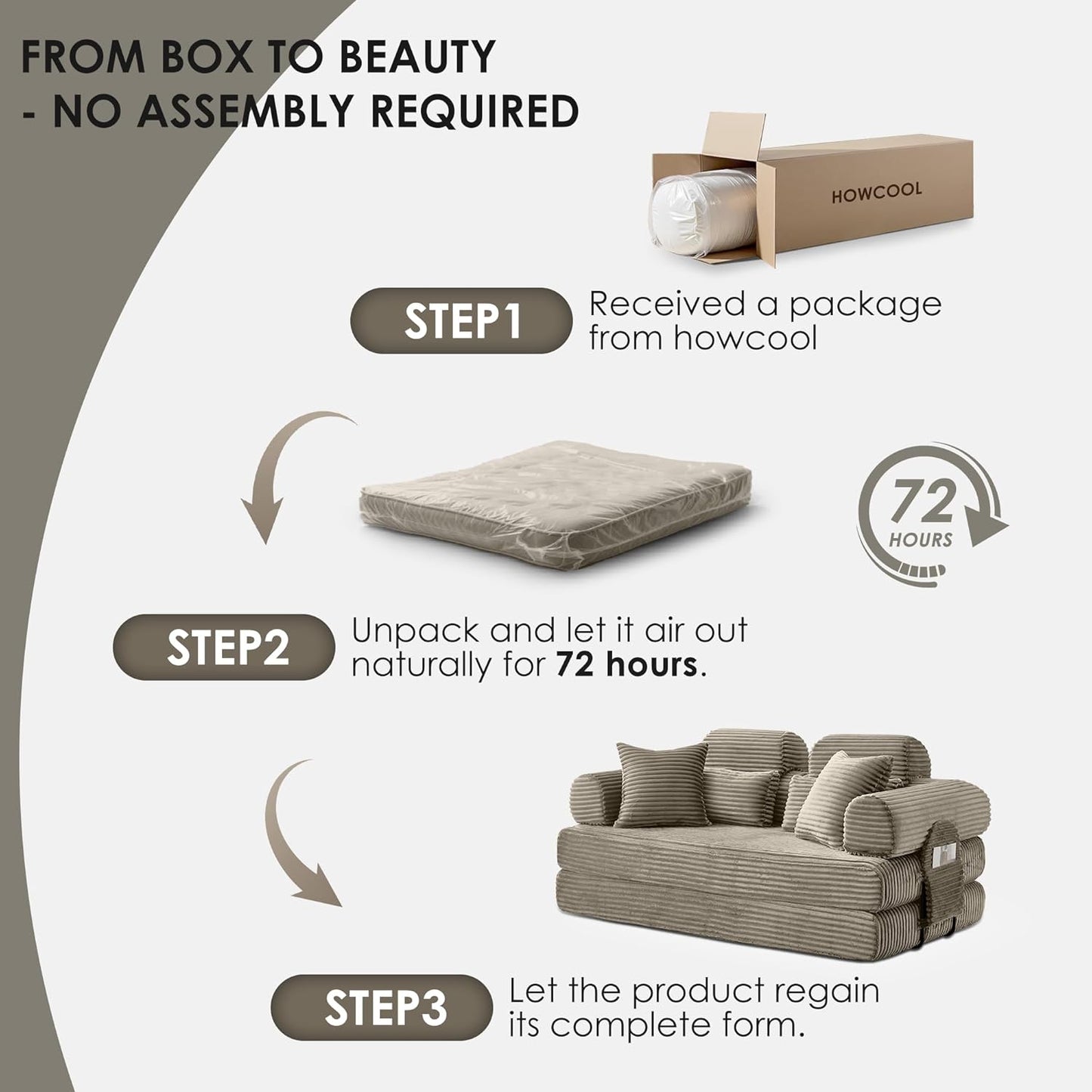 Convertible Sleeper Sofa Bed, 78.5" Corduroy Foldable Loveseat Sofa