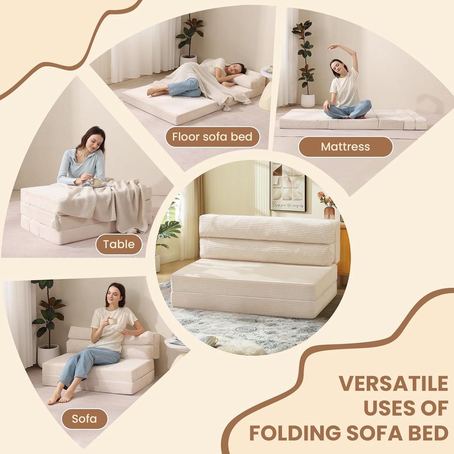 Folding Sofa Bed, Convertible Sleeper Chair