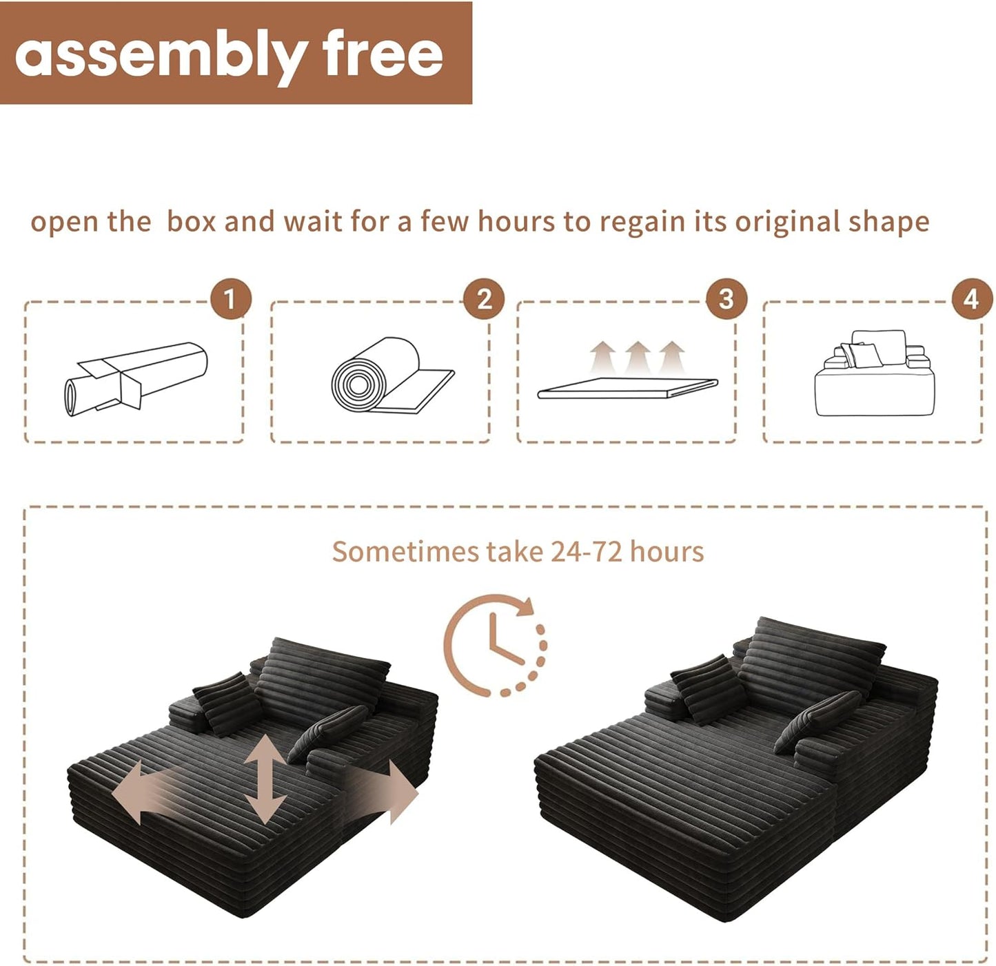 80” Oversized Double Lounge Chaise,Cloud Plush Sofa Bed