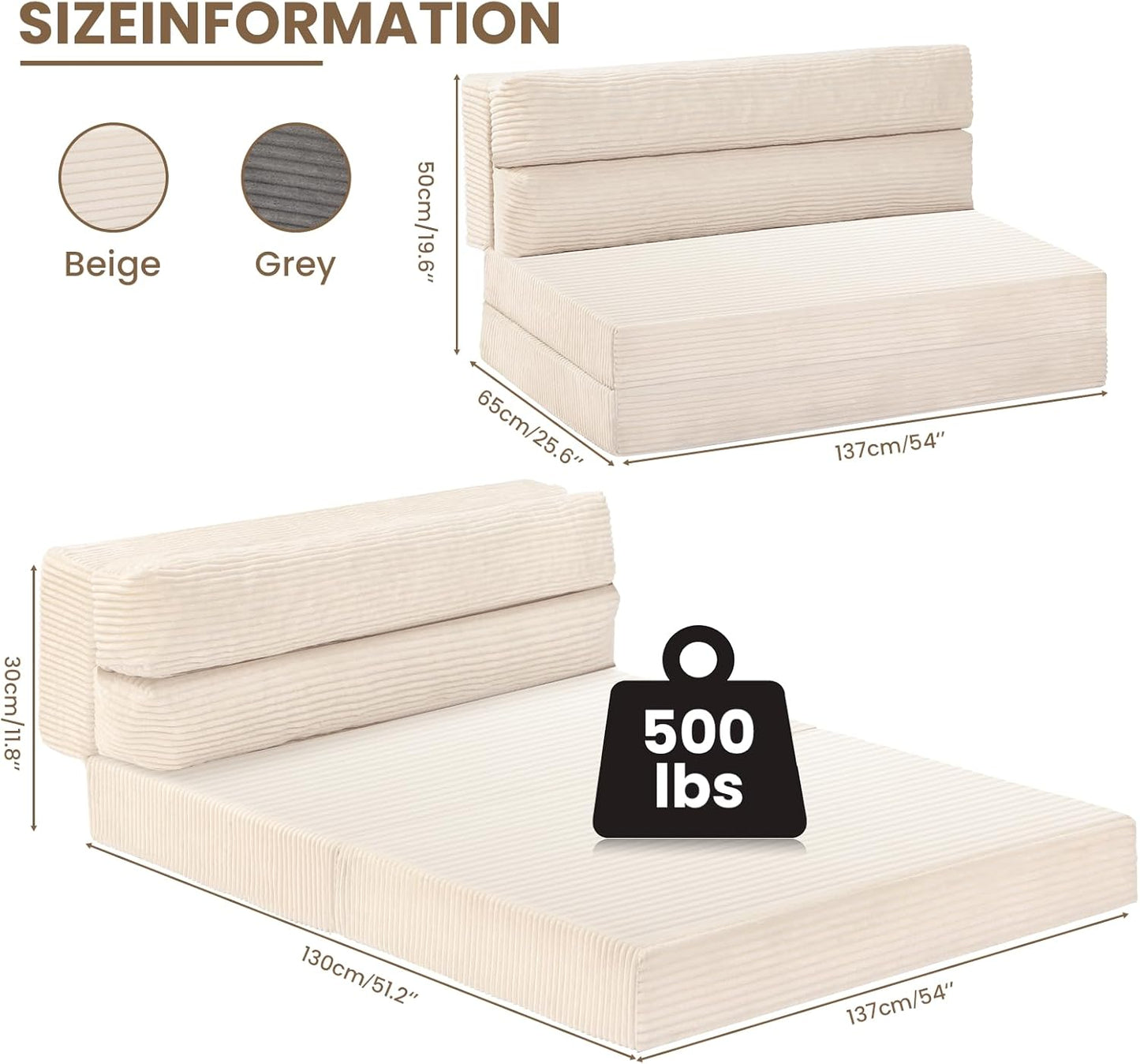 Folding Sofa Bed, Convertible Sleeper Chair