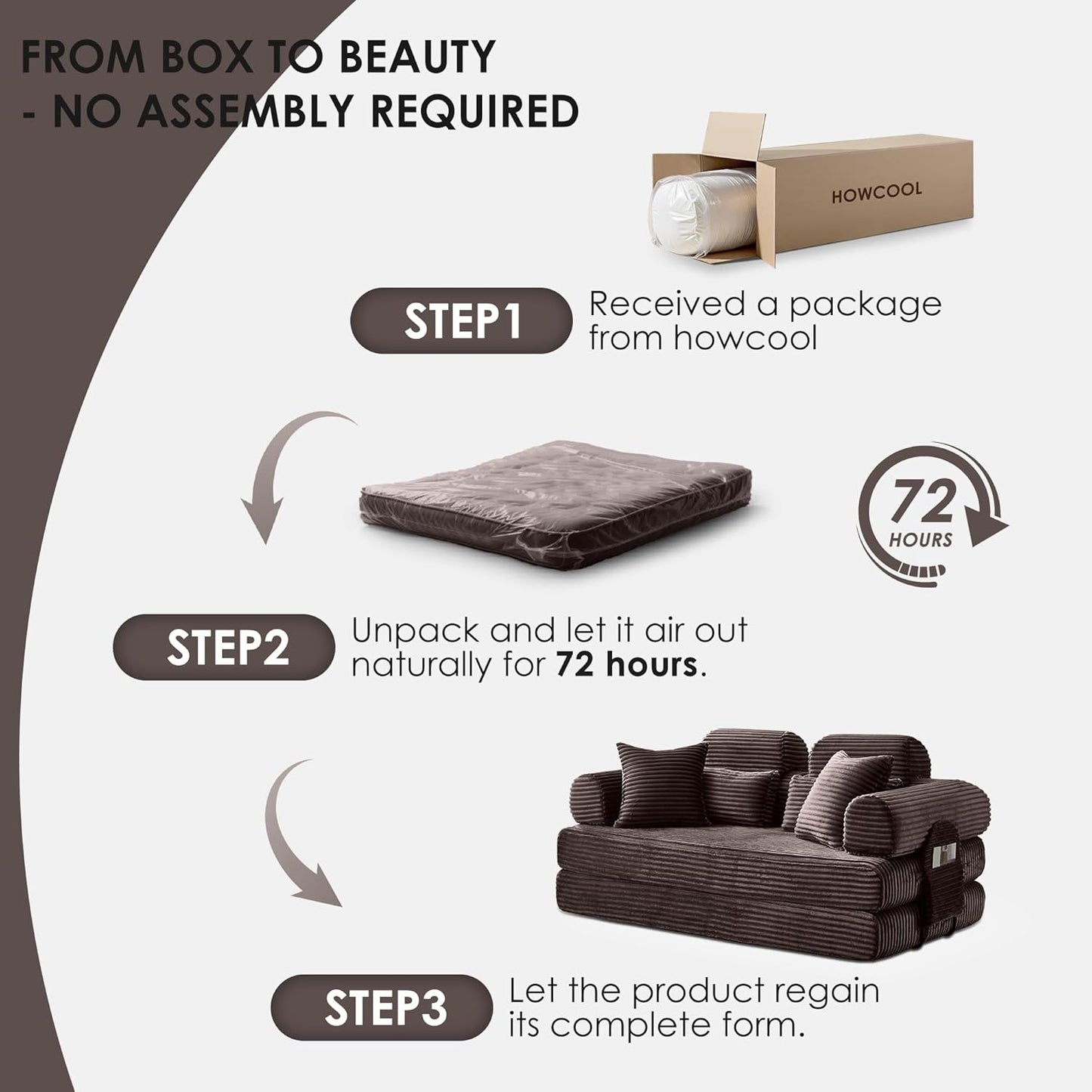 Convertible Sleeper Sofa Bed, 78.5" Corduroy Foldable Loveseat Sofa