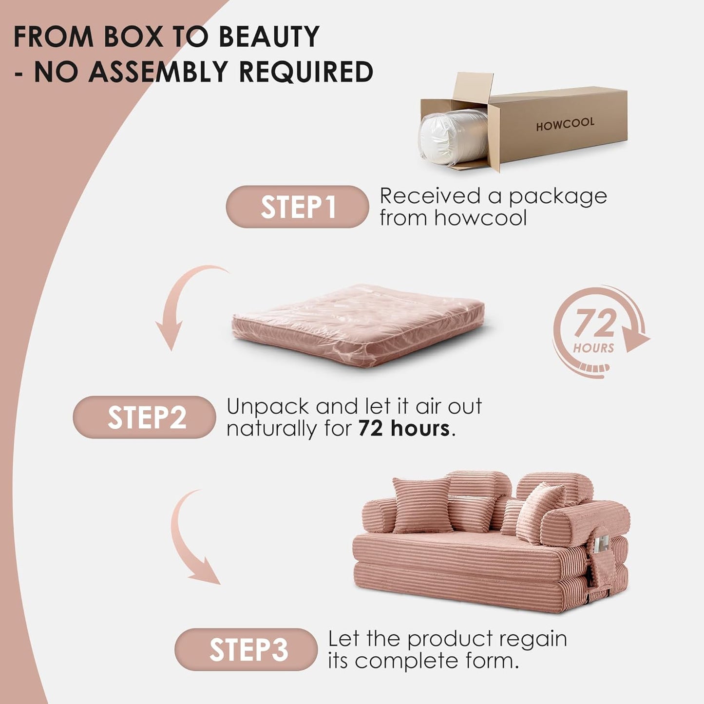 Convertible Sleeper Sofa Bed, 78.5" Corduroy Foldable Loveseat Sofa