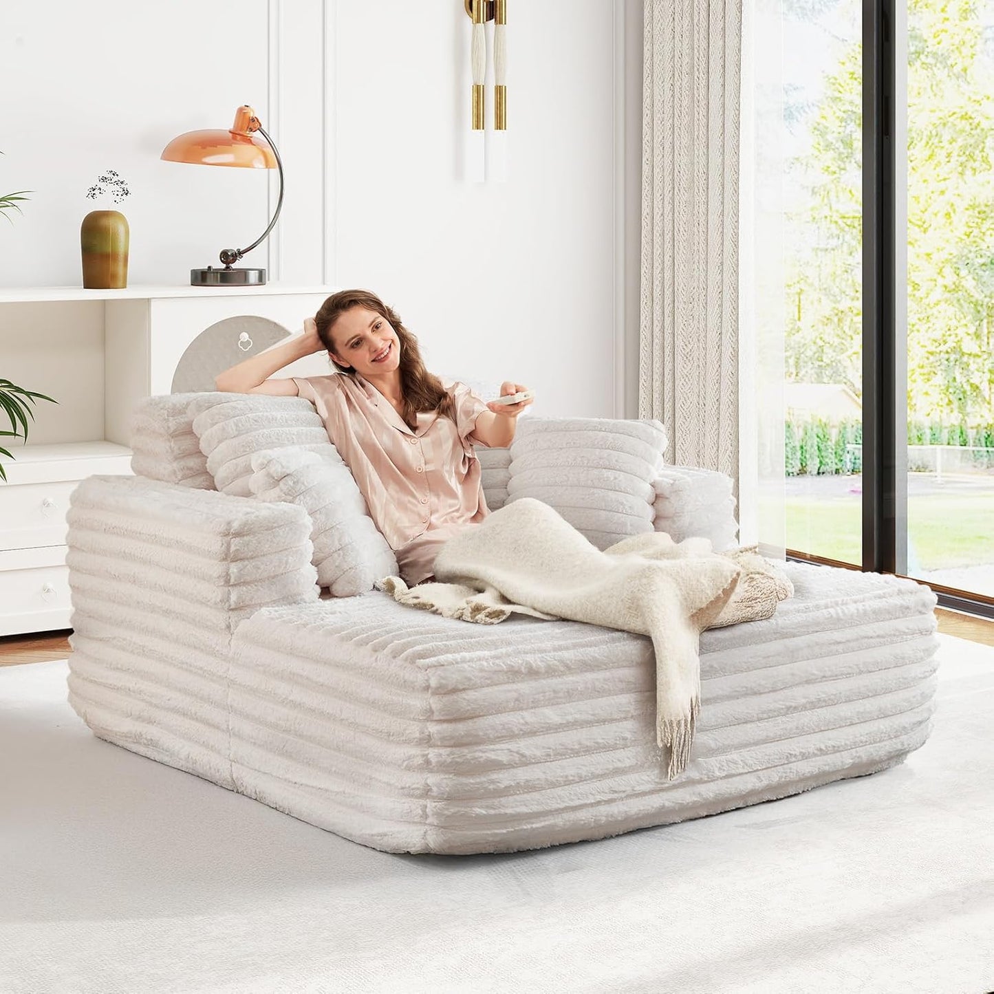 56"W Oversized Chaise Lounge Chair Indoor