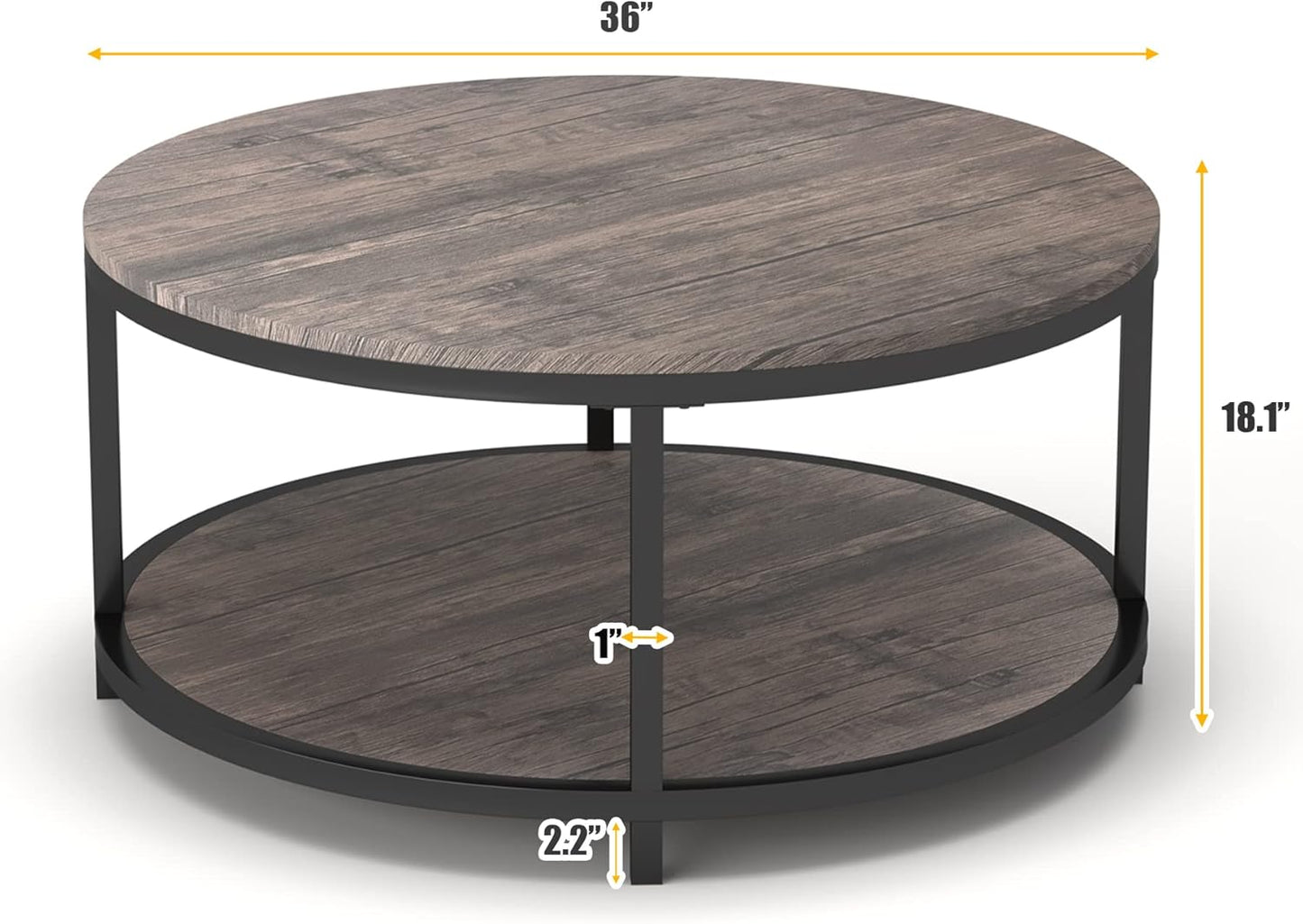 NSdirect Round Coffee Table,36" Coffee Table for Living Room