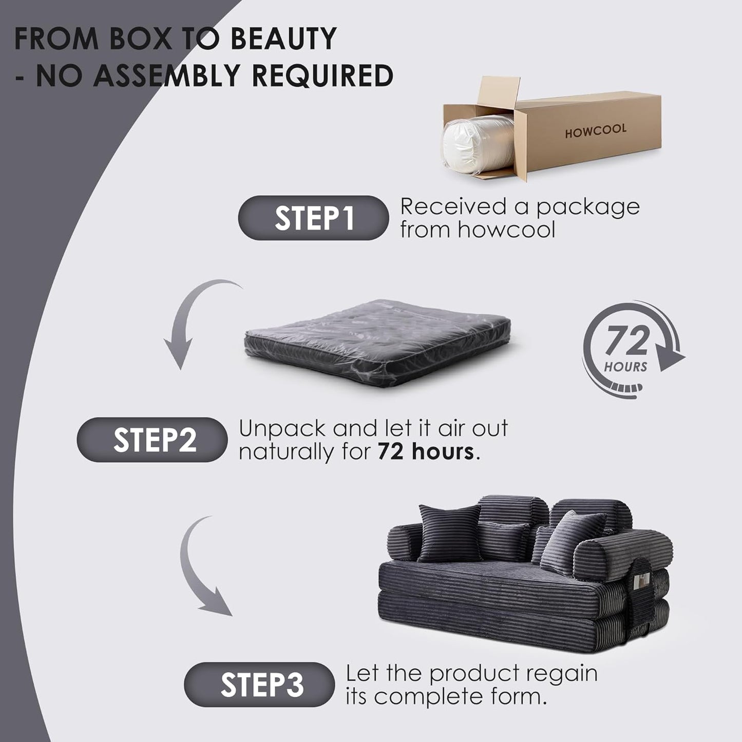 Convertible Sleeper Sofa Bed, 78.5" Corduroy Foldable Loveseat Sofa