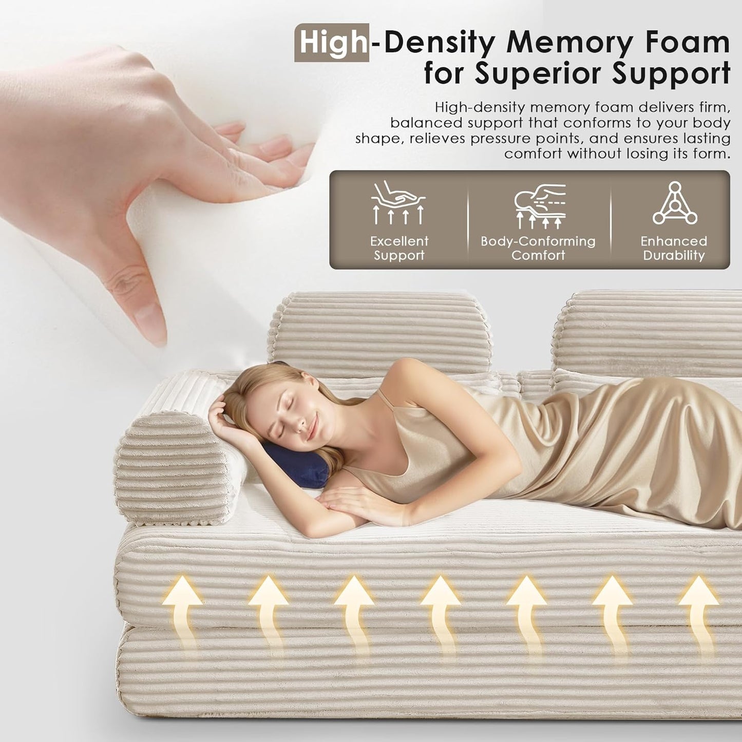 Convertible Sleeper Sofa Bed, 78.5" Corduroy Foldable Loveseat Sofa