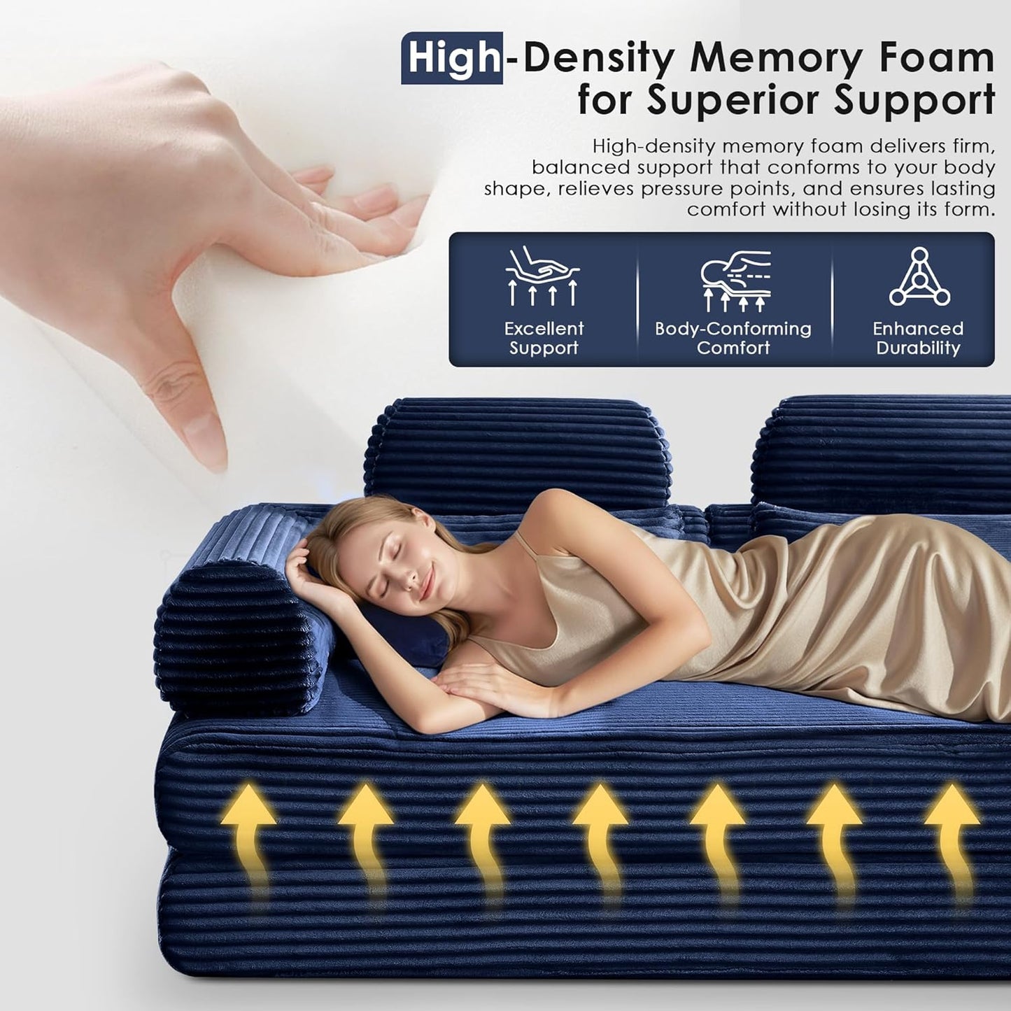 Convertible Sleeper Sofa Bed, 78.5" Corduroy Foldable Loveseat Sofa