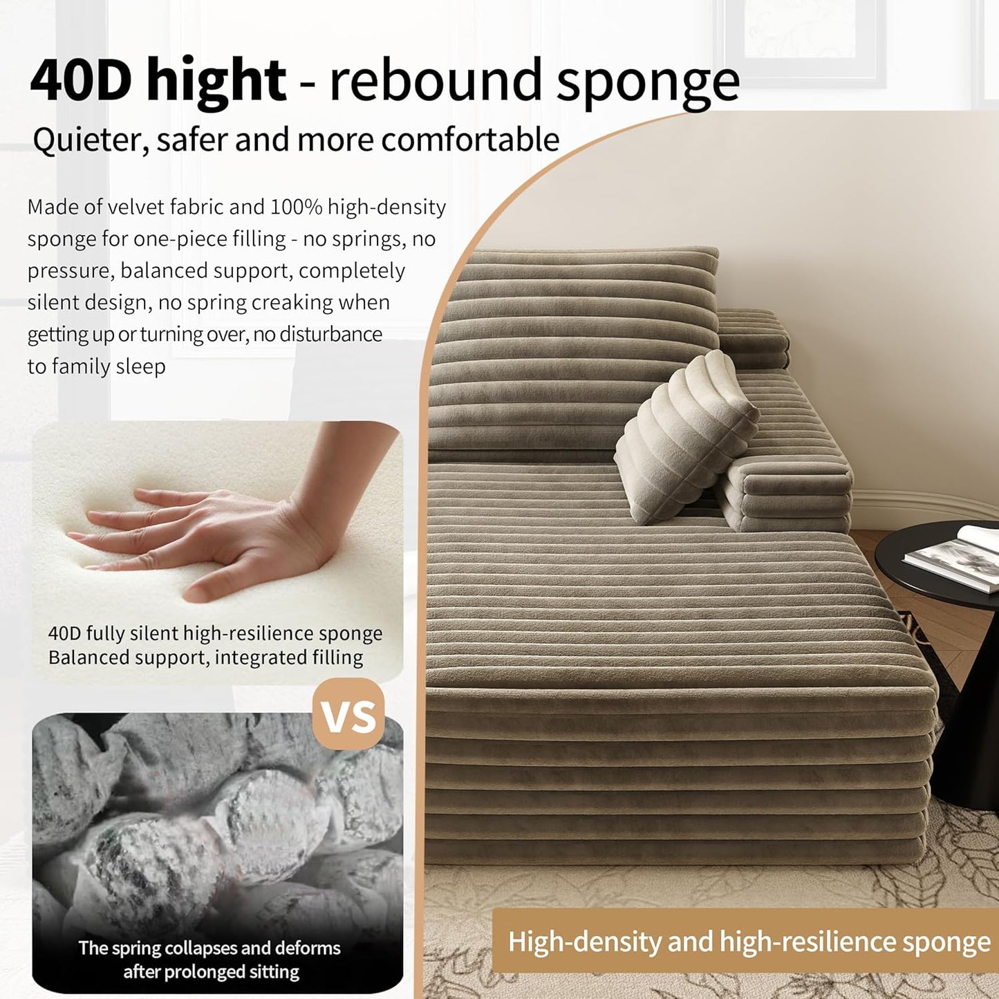 80” Oversized Double Lounge Chaise,Cloud Plush Sofa Bed