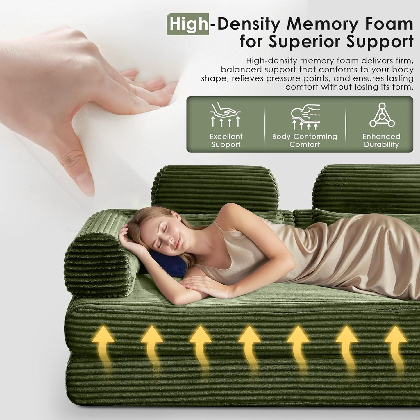 Convertible Sleeper Sofa Bed, 78.5" Corduroy Foldable Loveseat Sofa