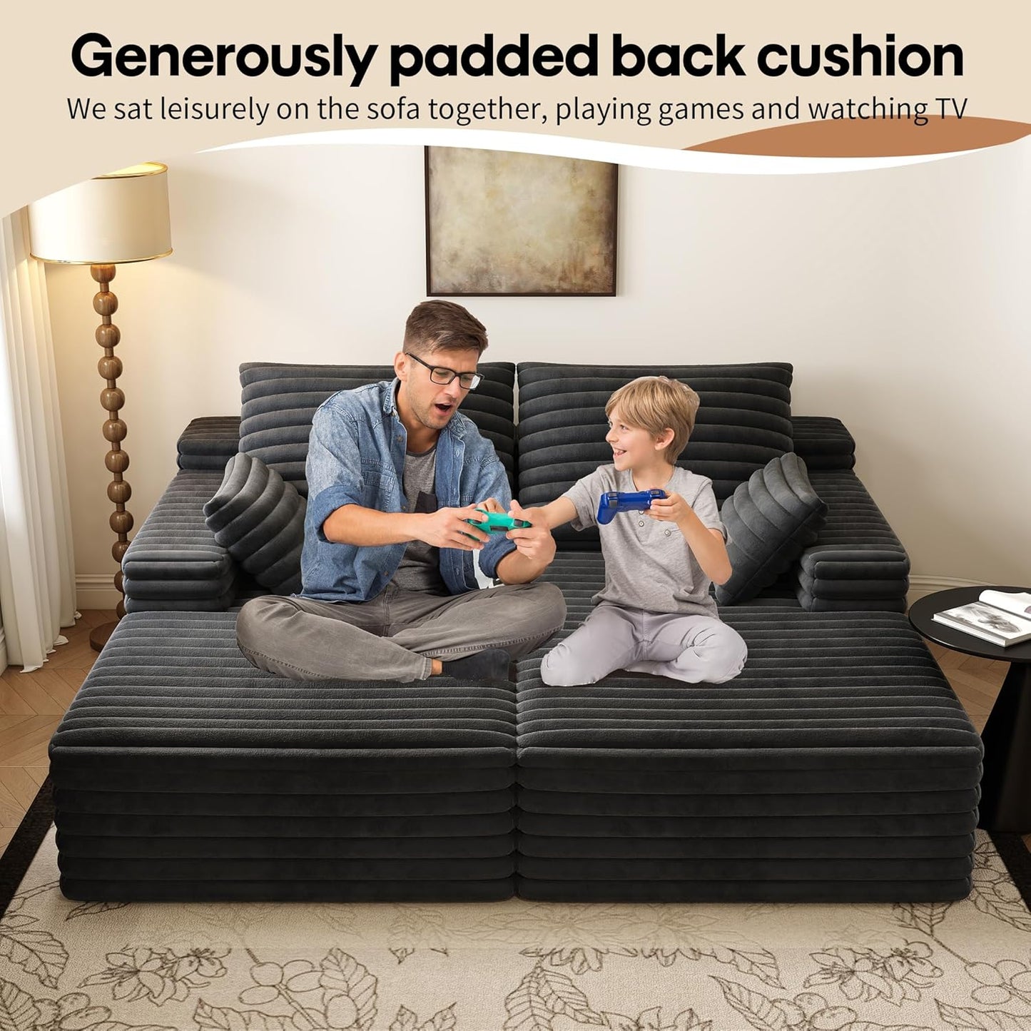 80” Oversized Double Lounge Chaise,Cloud Plush Sofa Bed