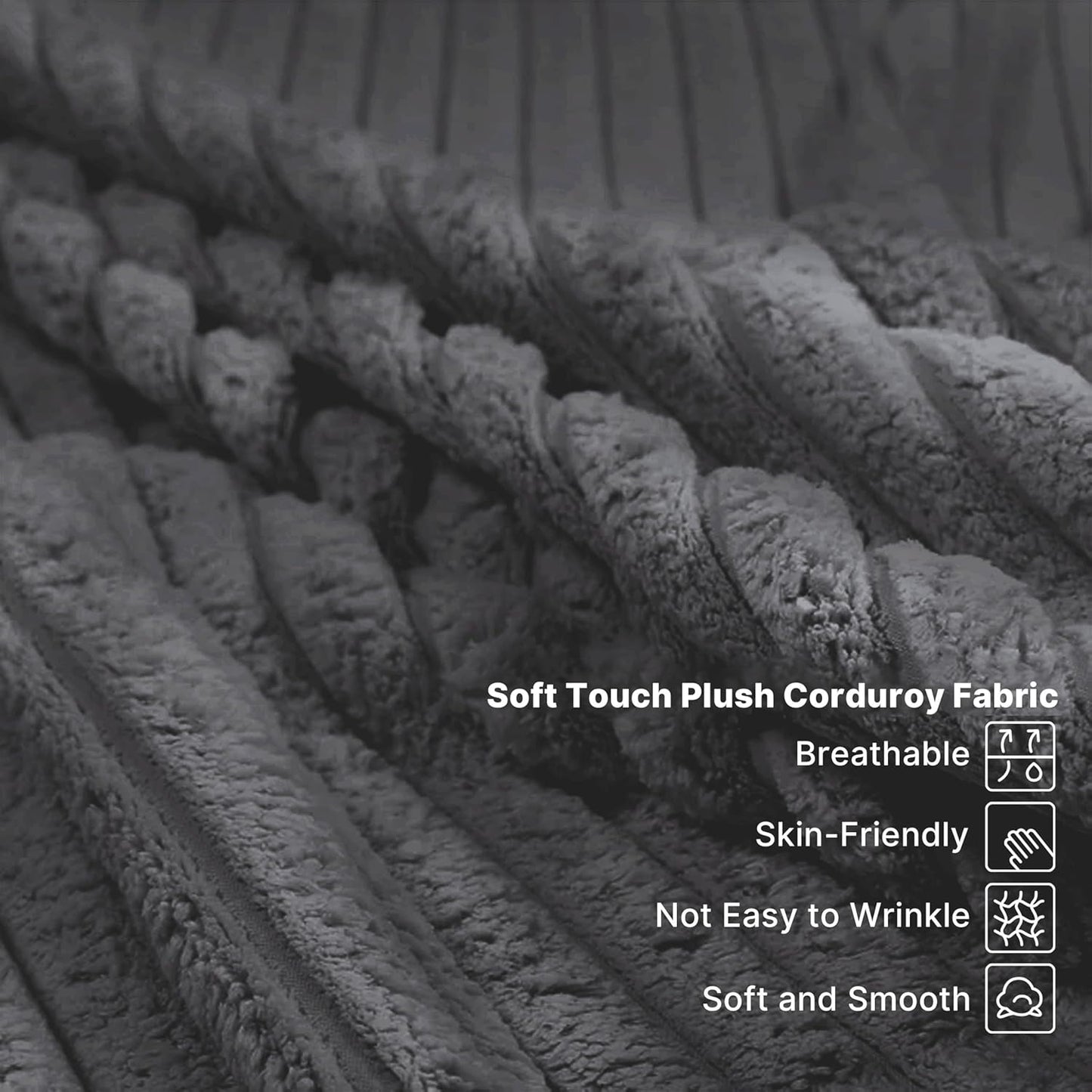 68'' Chaise Lounge Chair Indoor, Grey Plush Corduroy Cloud Couch