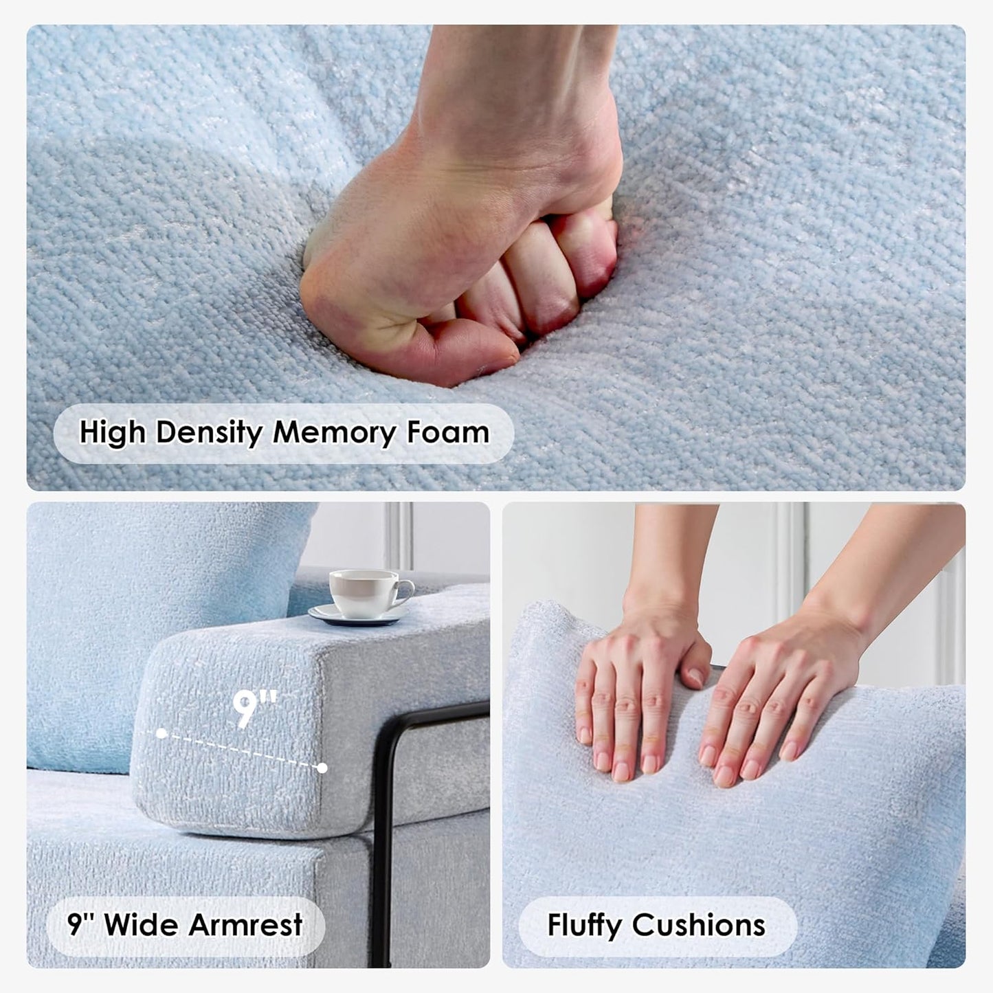 Convertible Sleeper Sofa Bed, 78.5" Corduroy Foldable Loveseat Sofa