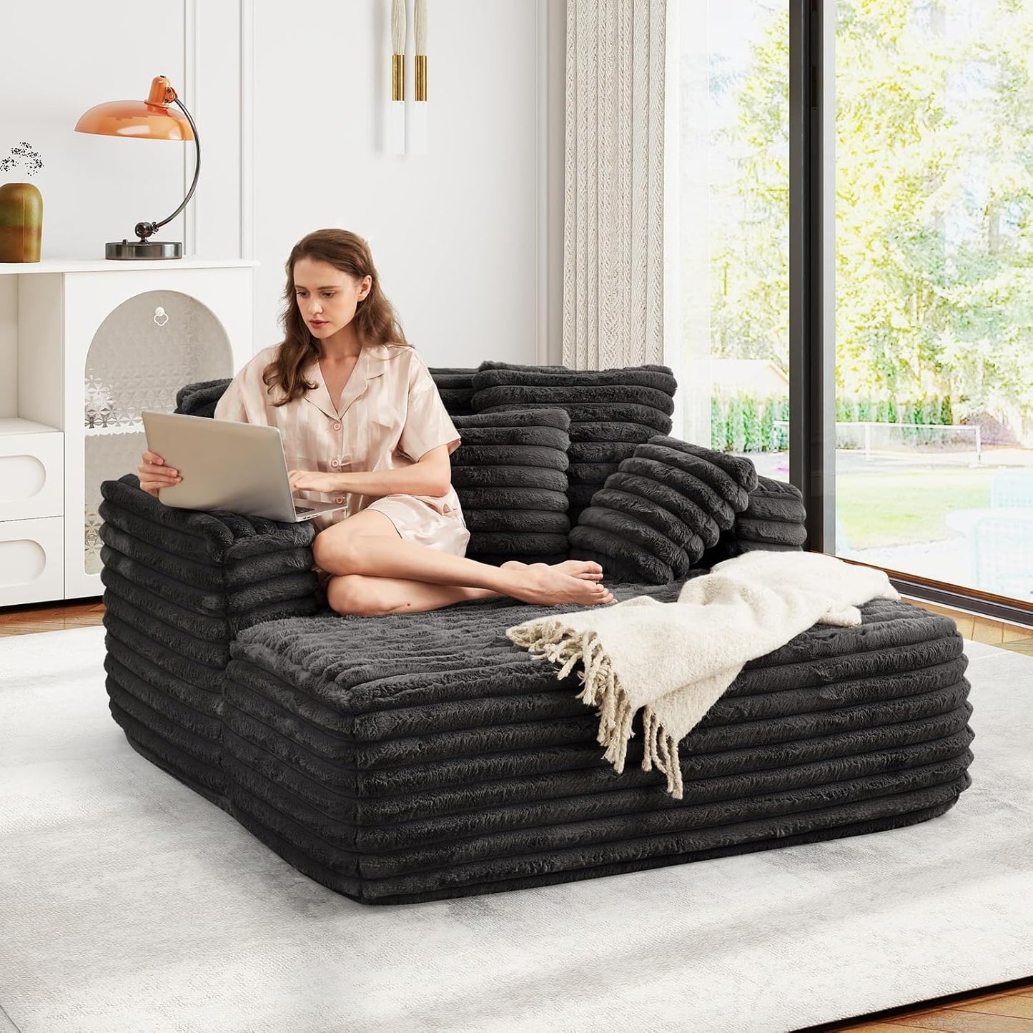 56"W Oversized Chaise Lounge Chair Indoor