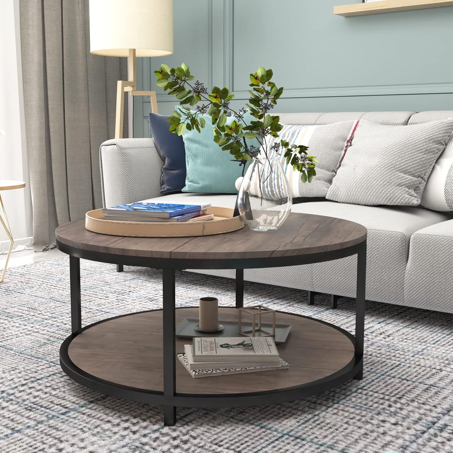 NSdirect Round Coffee Table,36" Coffee Table for Living Room