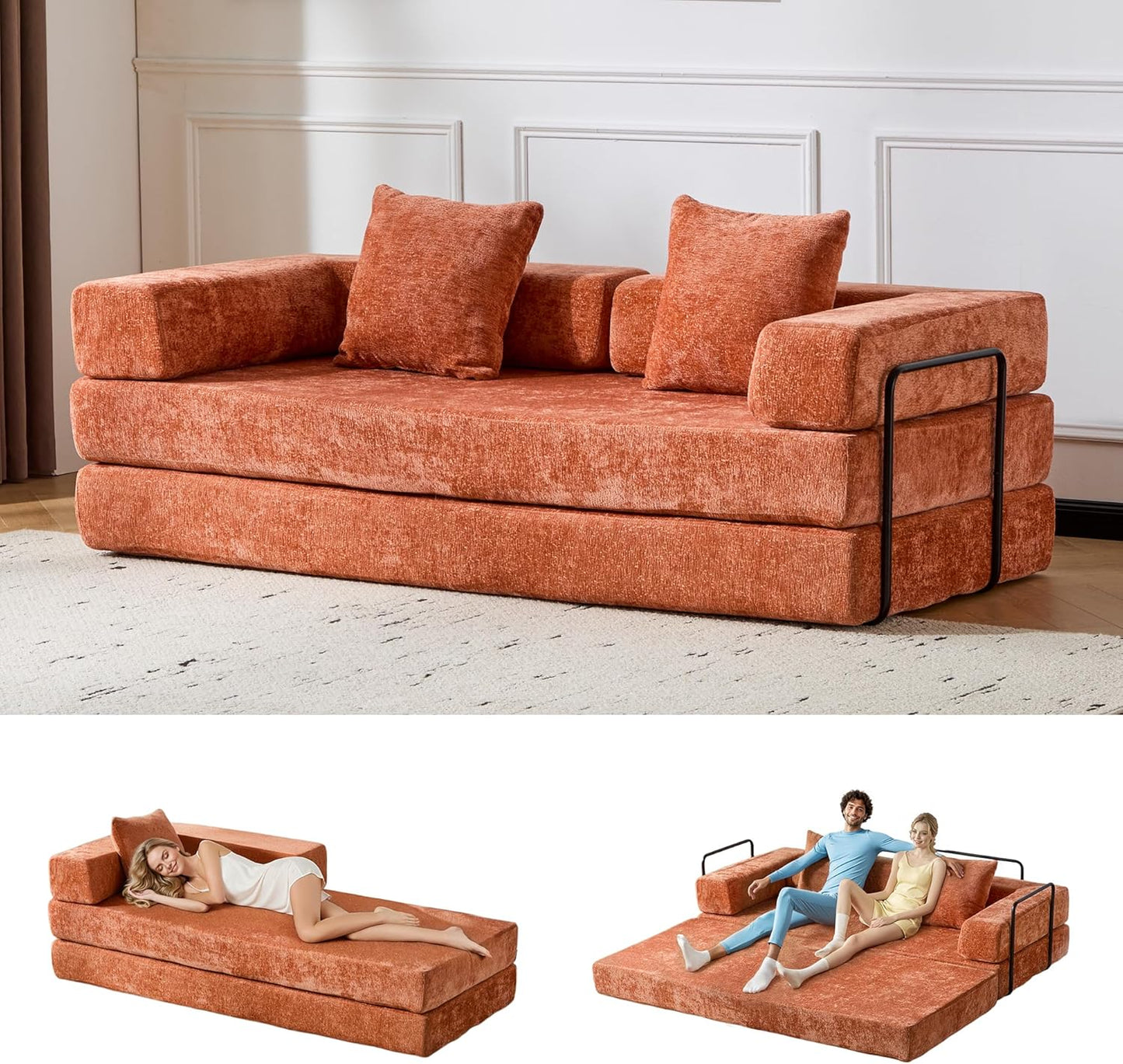 Convertible Sleeper Sofa Bed, 78.5" Corduroy Foldable Loveseat Sofa