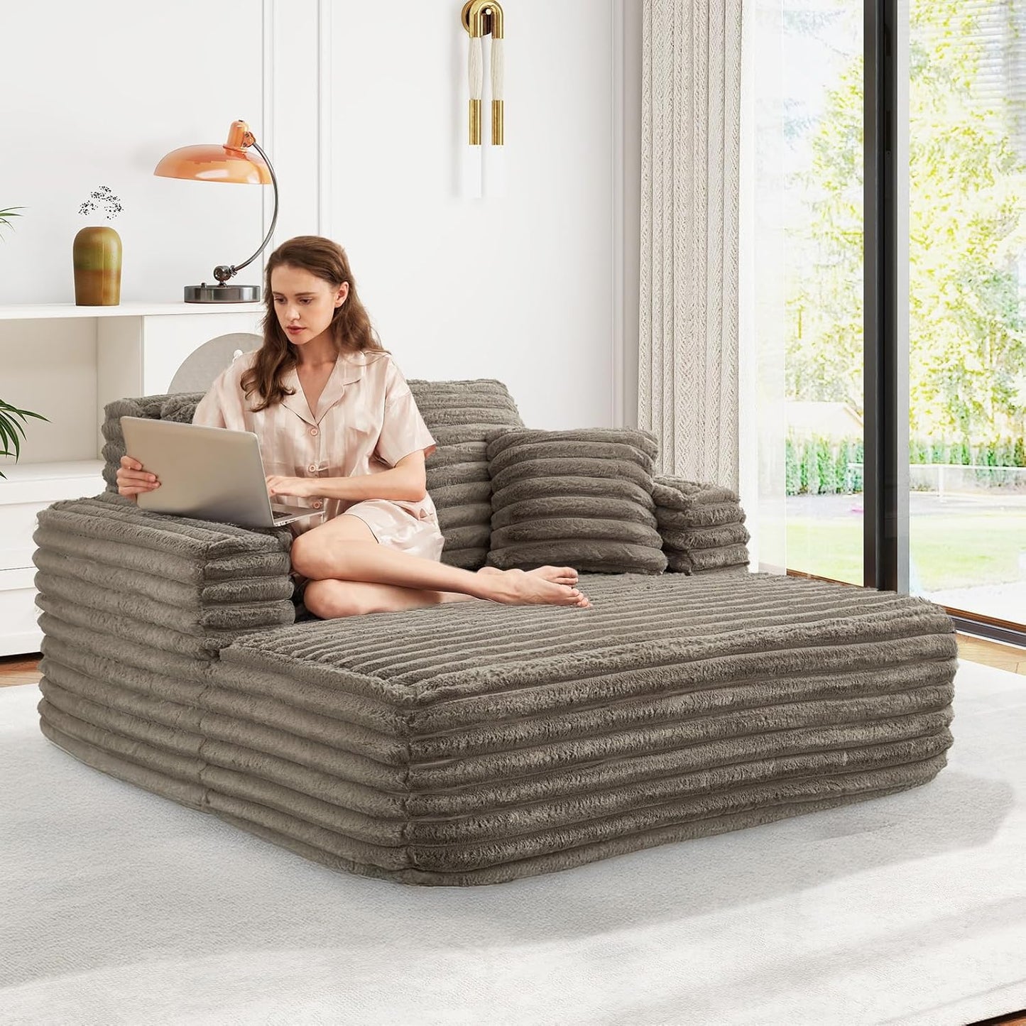 56"W Oversized Chaise Lounge Chair Indoor