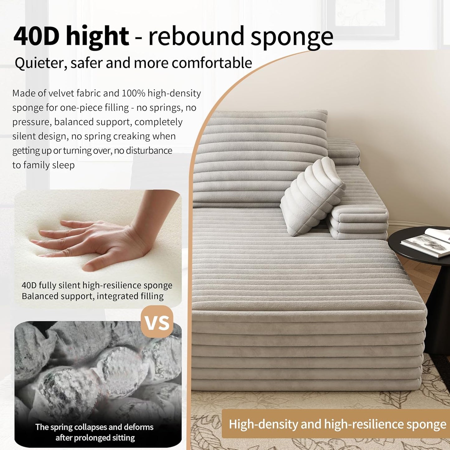 80” Oversized Double Lounge Chaise,Cloud Plush Sofa Bed