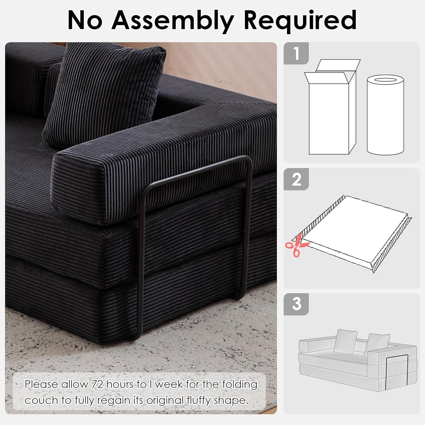 Convertible Sleeper Sofa Bed, 78.5" Corduroy Foldable Loveseat Sofa