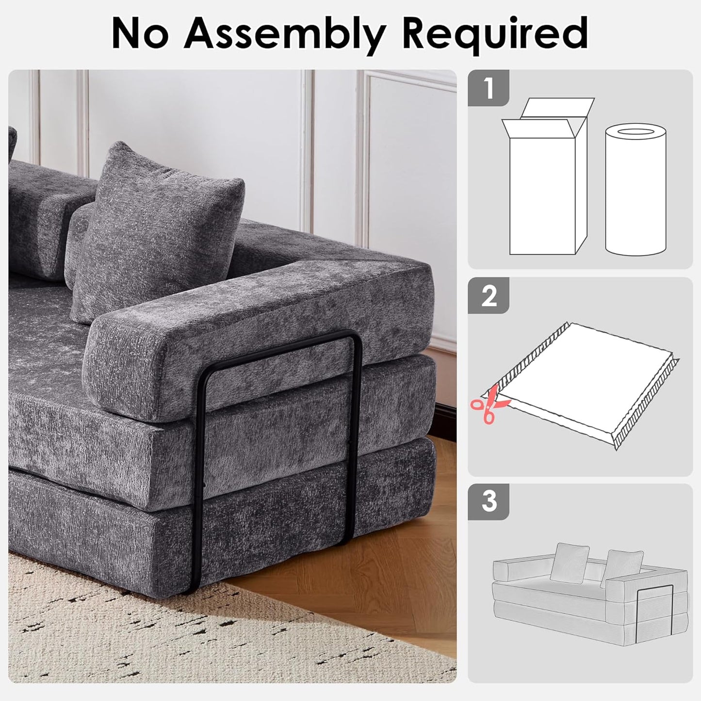 Convertible Sleeper Sofa Bed, 78.5" Corduroy Foldable Loveseat Sofa