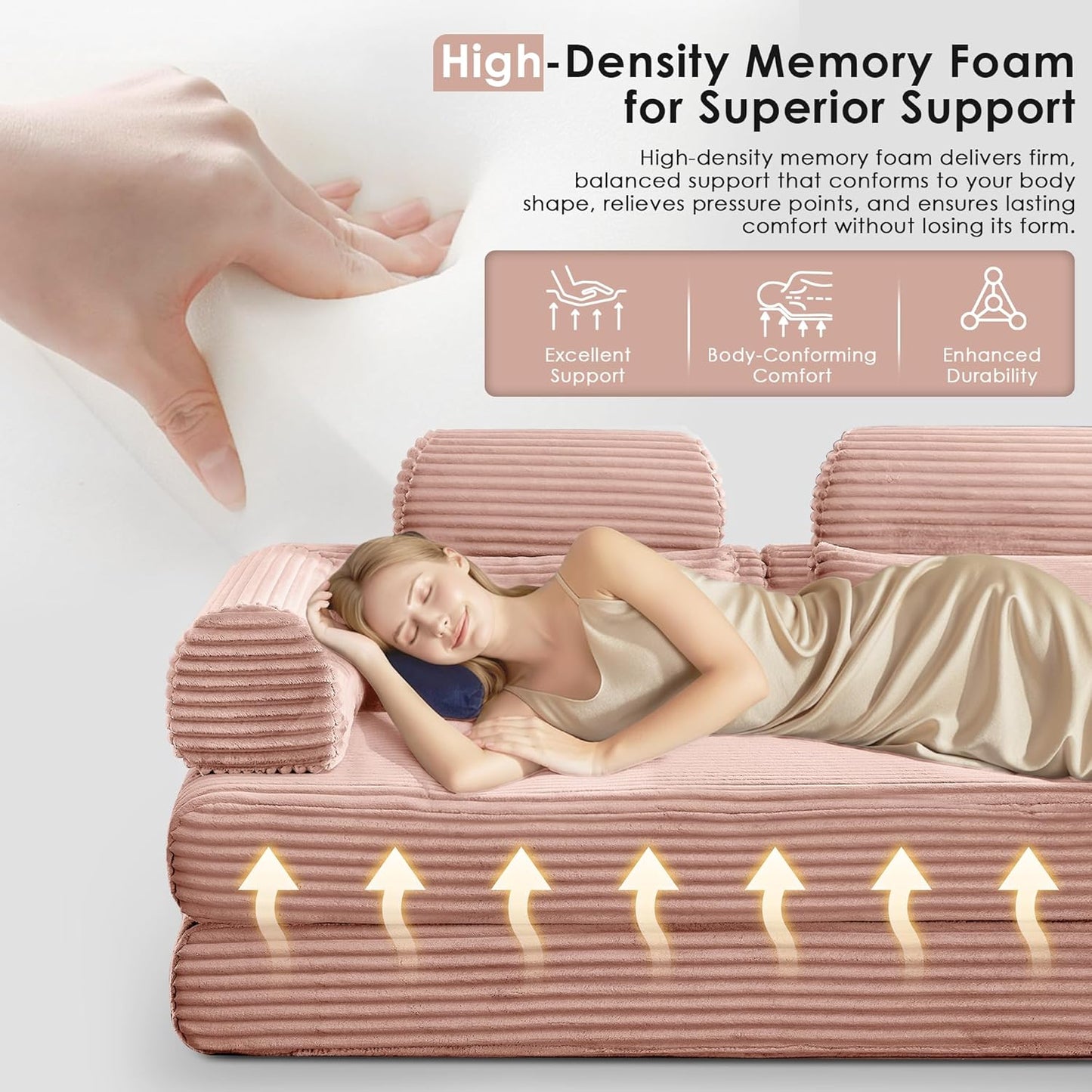 Convertible Sleeper Sofa Bed, 78.5" Corduroy Foldable Loveseat Sofa