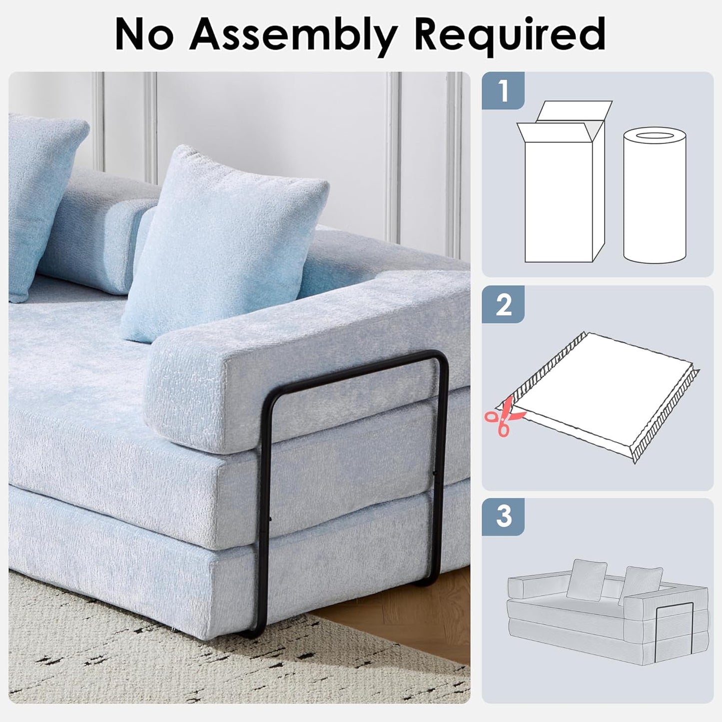 Convertible Sleeper Sofa Bed, 78.5" Corduroy Foldable Loveseat Sofa