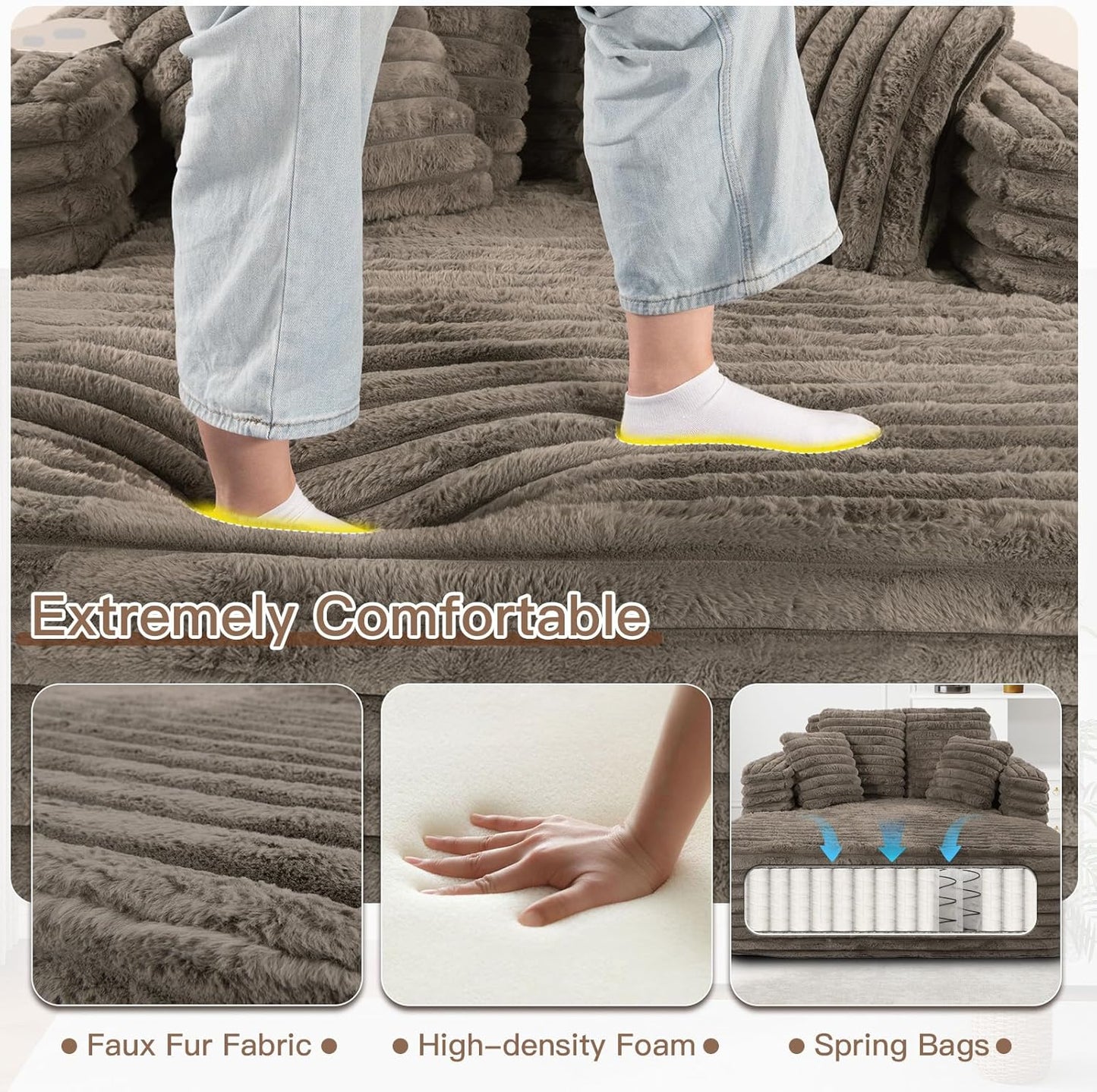 56"W Oversized Chaise Lounge Chair Indoor