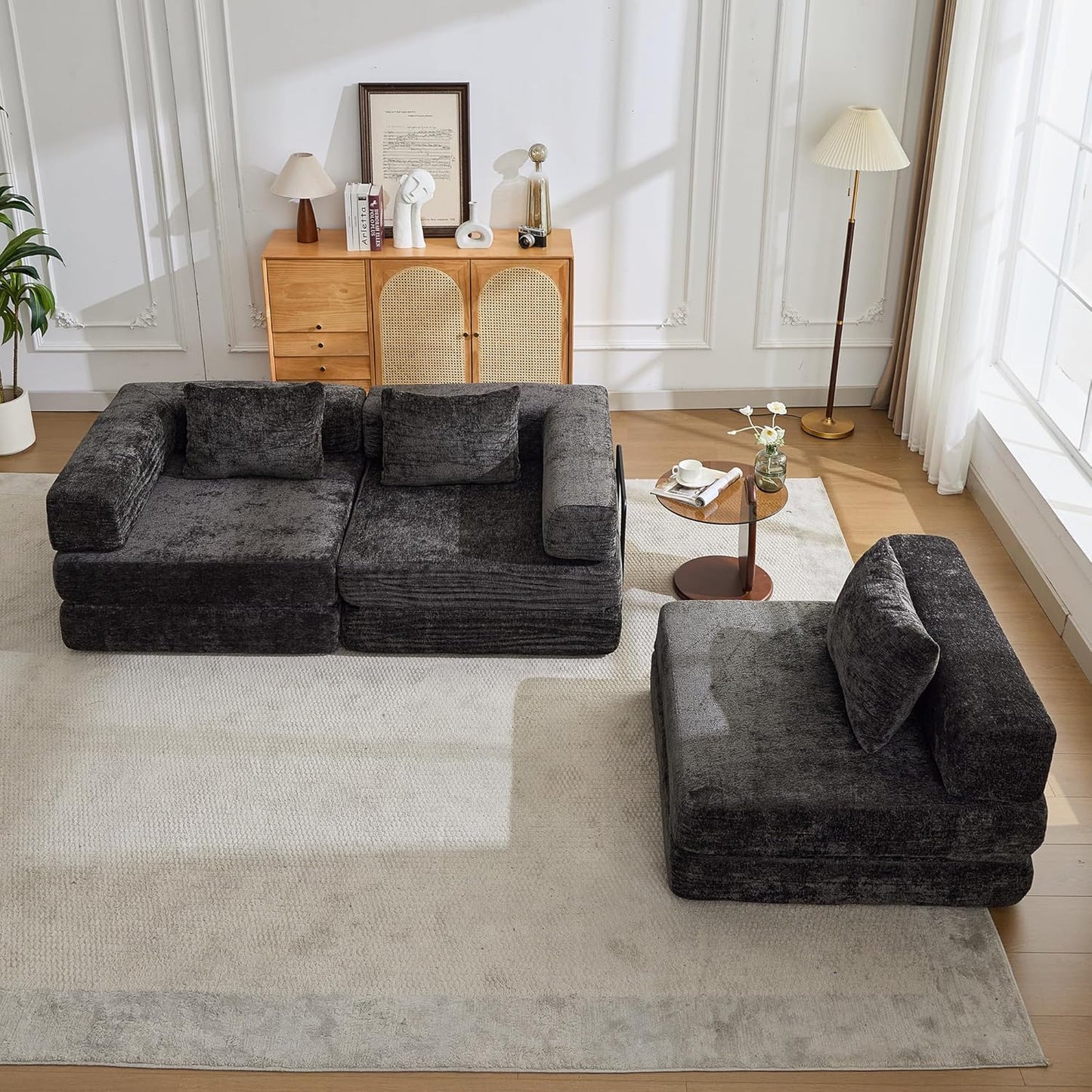 Compression Floor Sofa Bed, 3-Seat