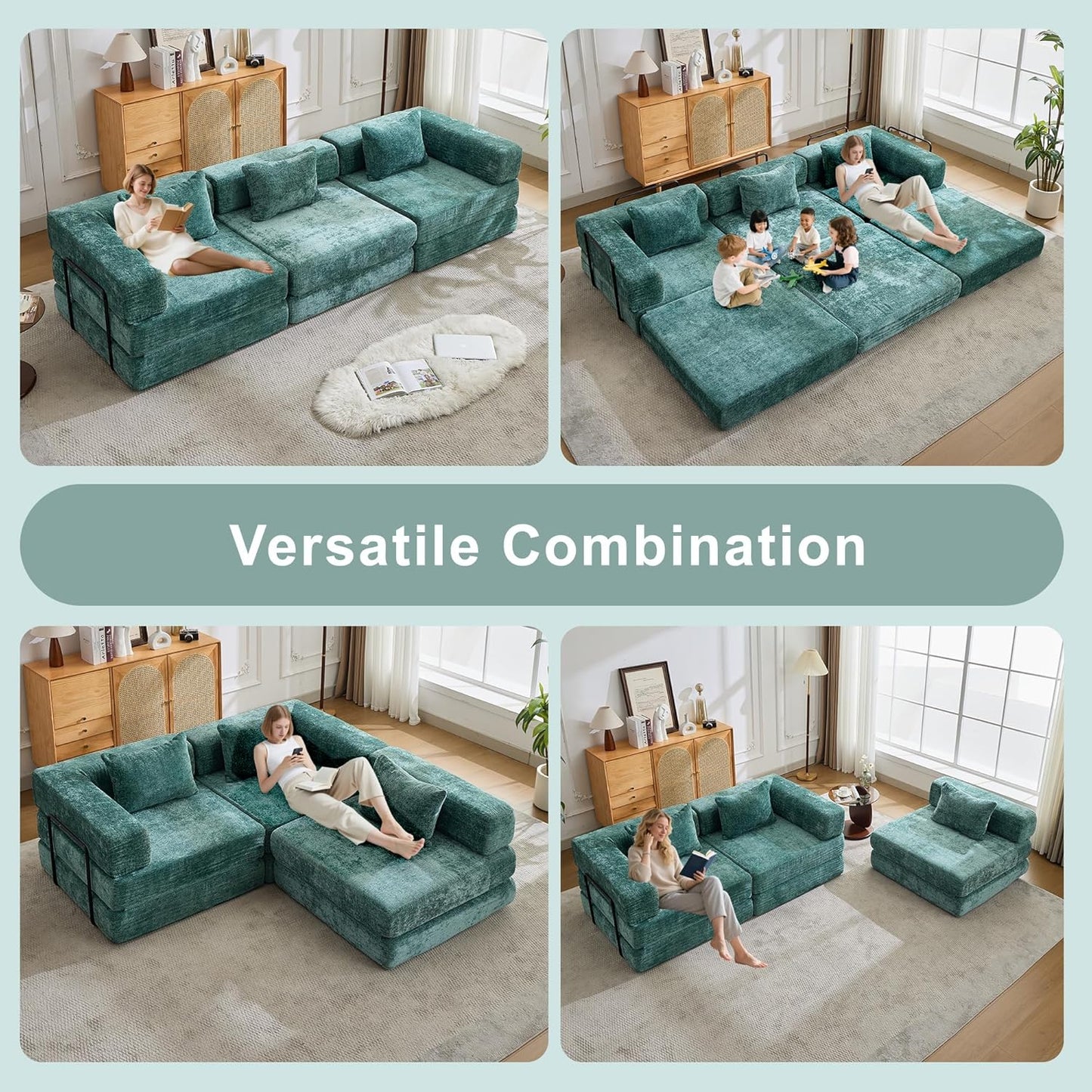Compression Floor Sofa Bed, 3-Seat