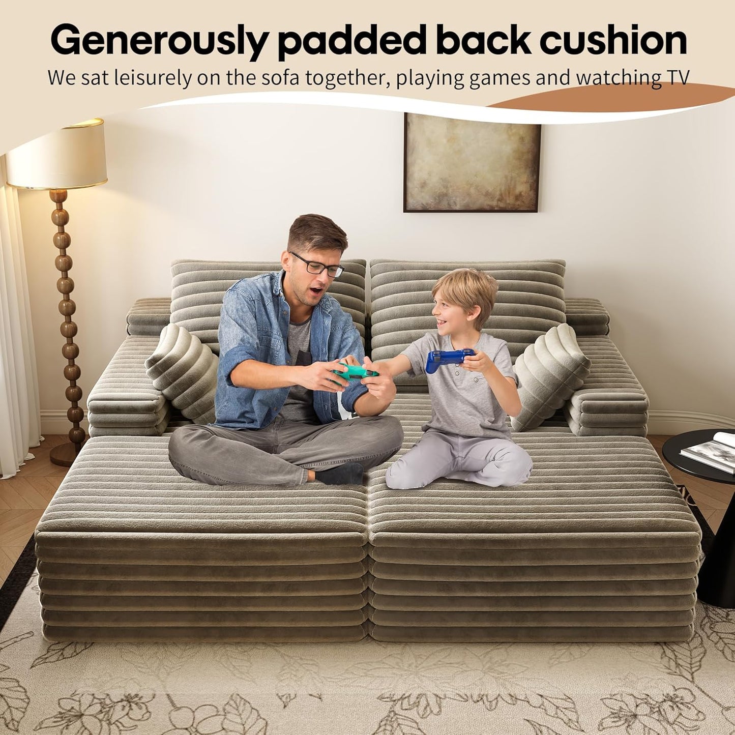 80” Oversized Double Lounge Chaise,Cloud Plush Sofa Bed