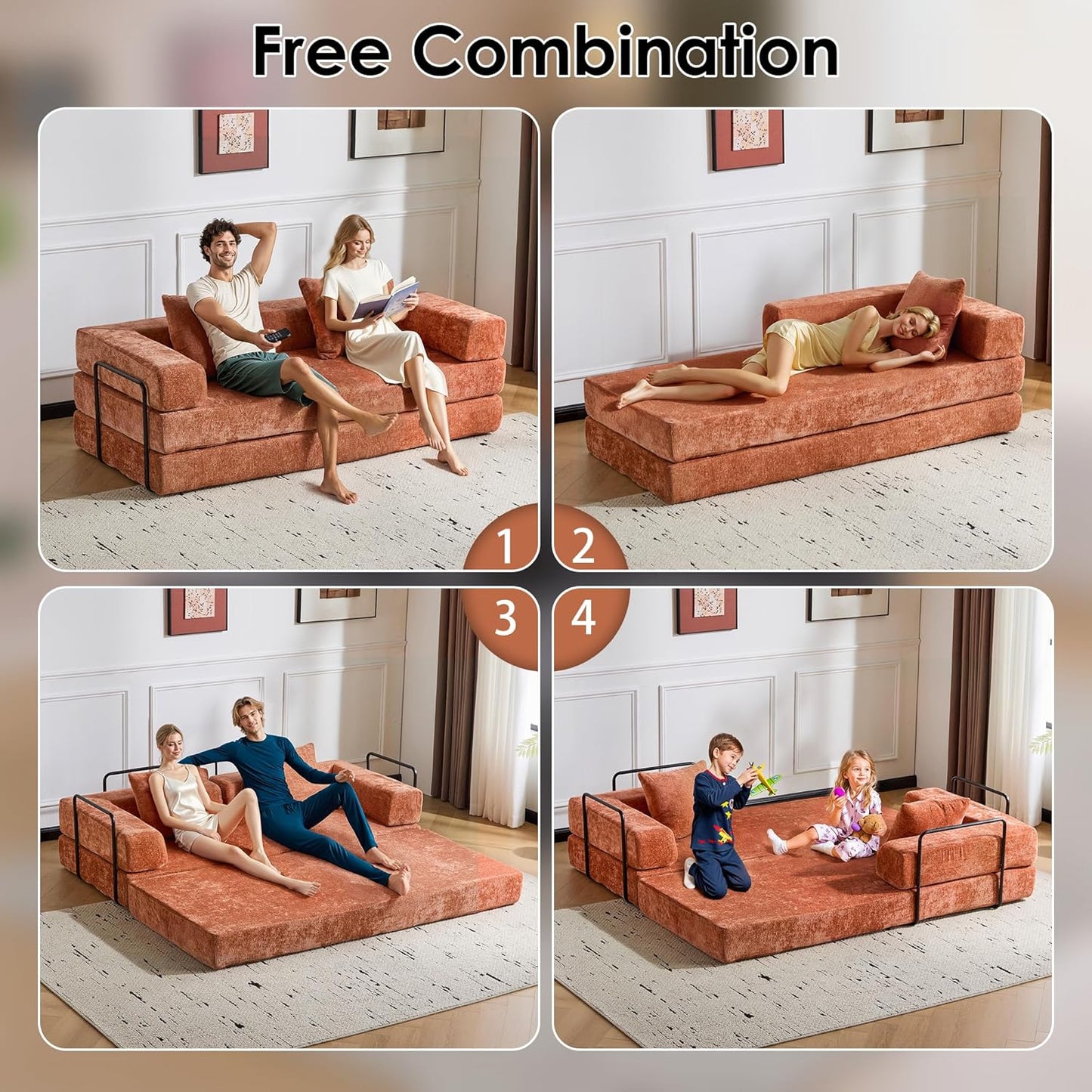 Convertible Sleeper Sofa Bed, 78.5" Corduroy Foldable Loveseat Sofa