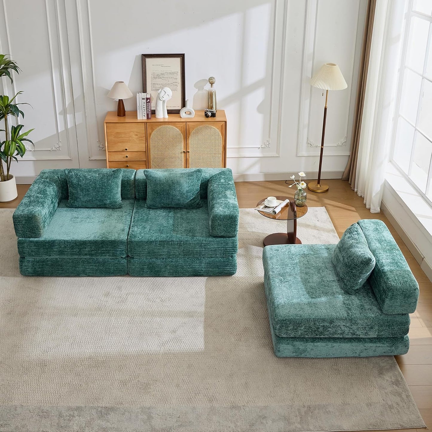 Compression Floor Sofa Bed, 3-Seat