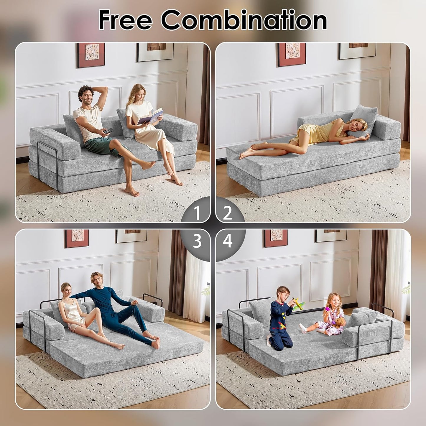 Convertible Sleeper Sofa Bed, 78.5" Corduroy Foldable Loveseat Sofa