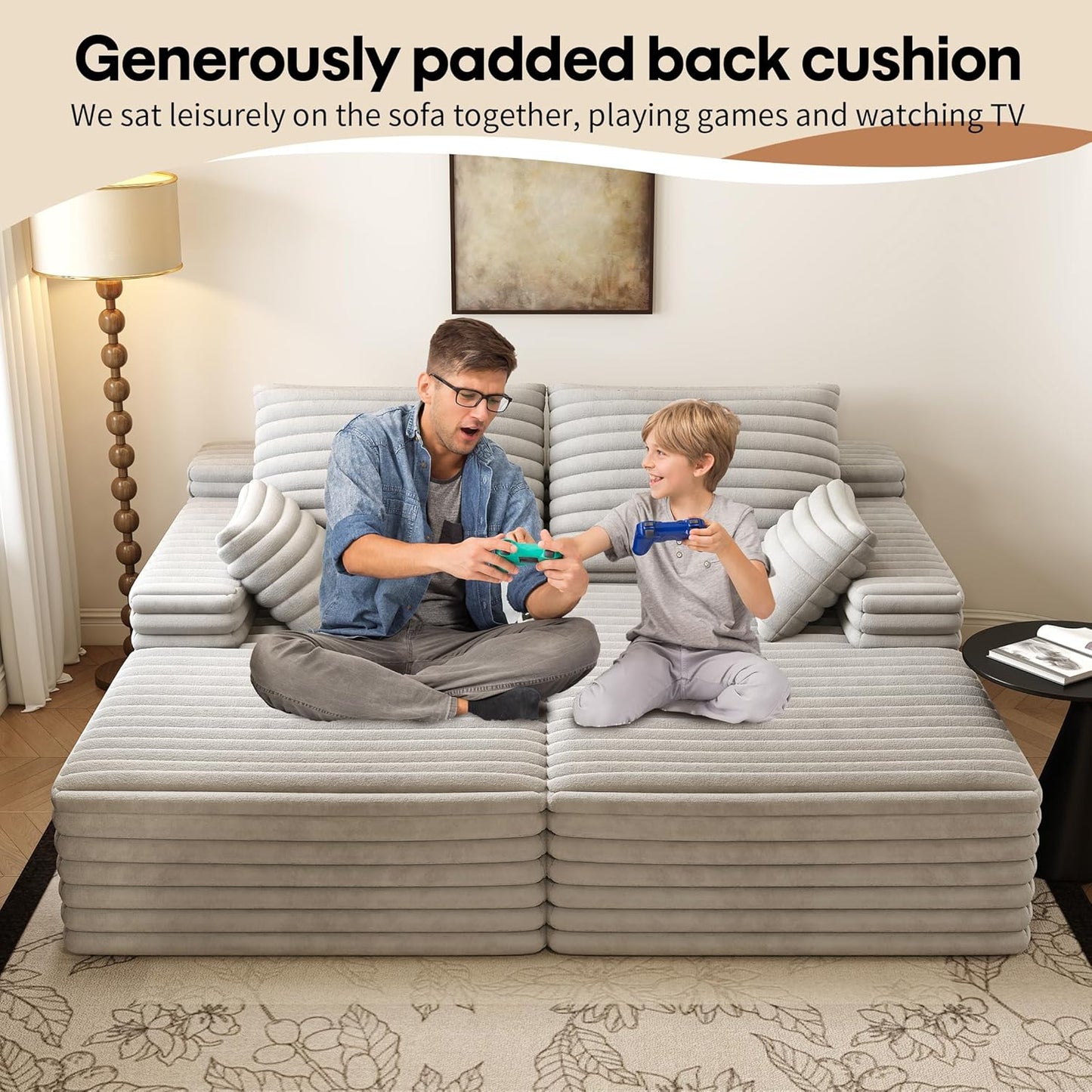 80” Oversized Double Lounge Chaise,Cloud Plush Sofa Bed