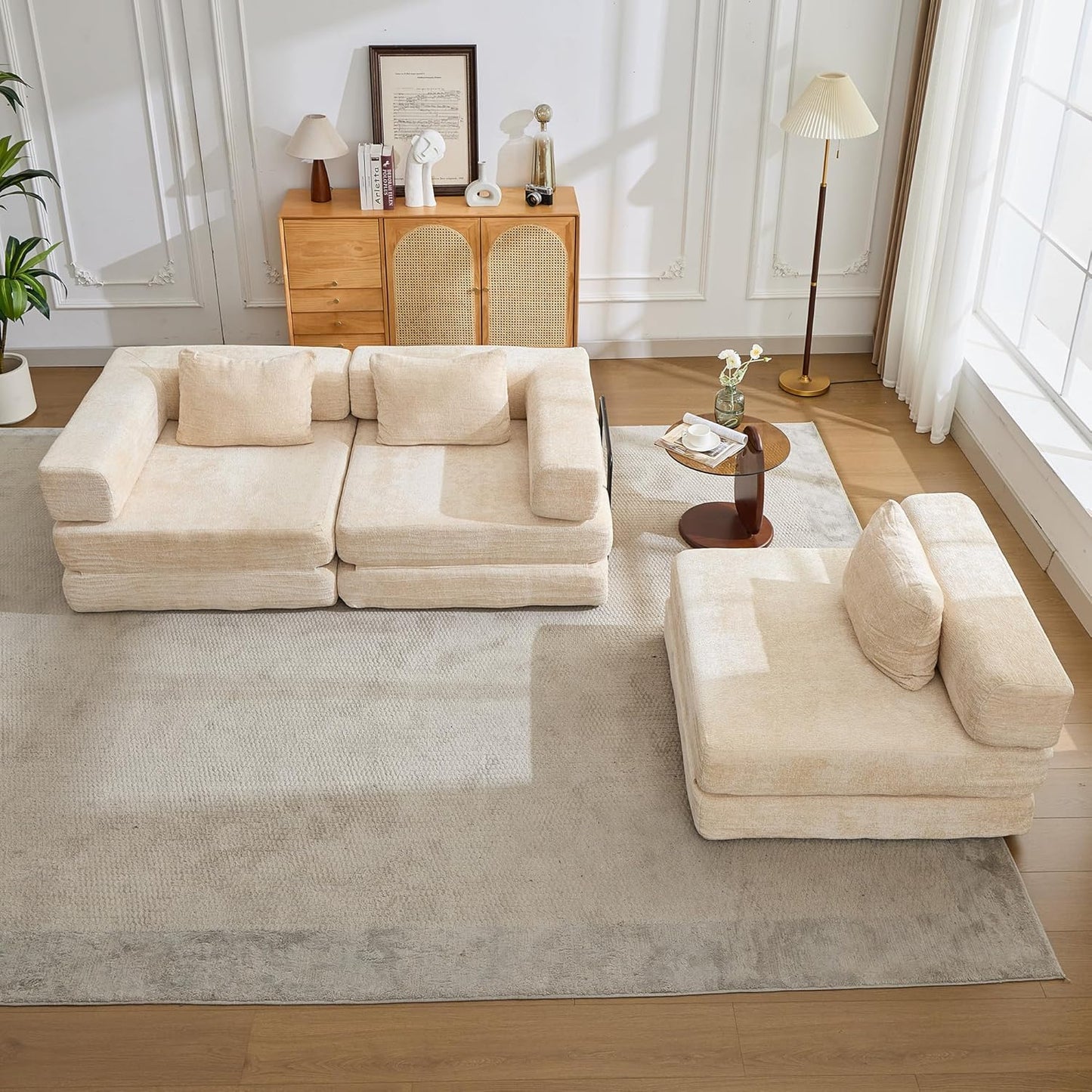 Compression Floor Sofa Bed, 3-Seat