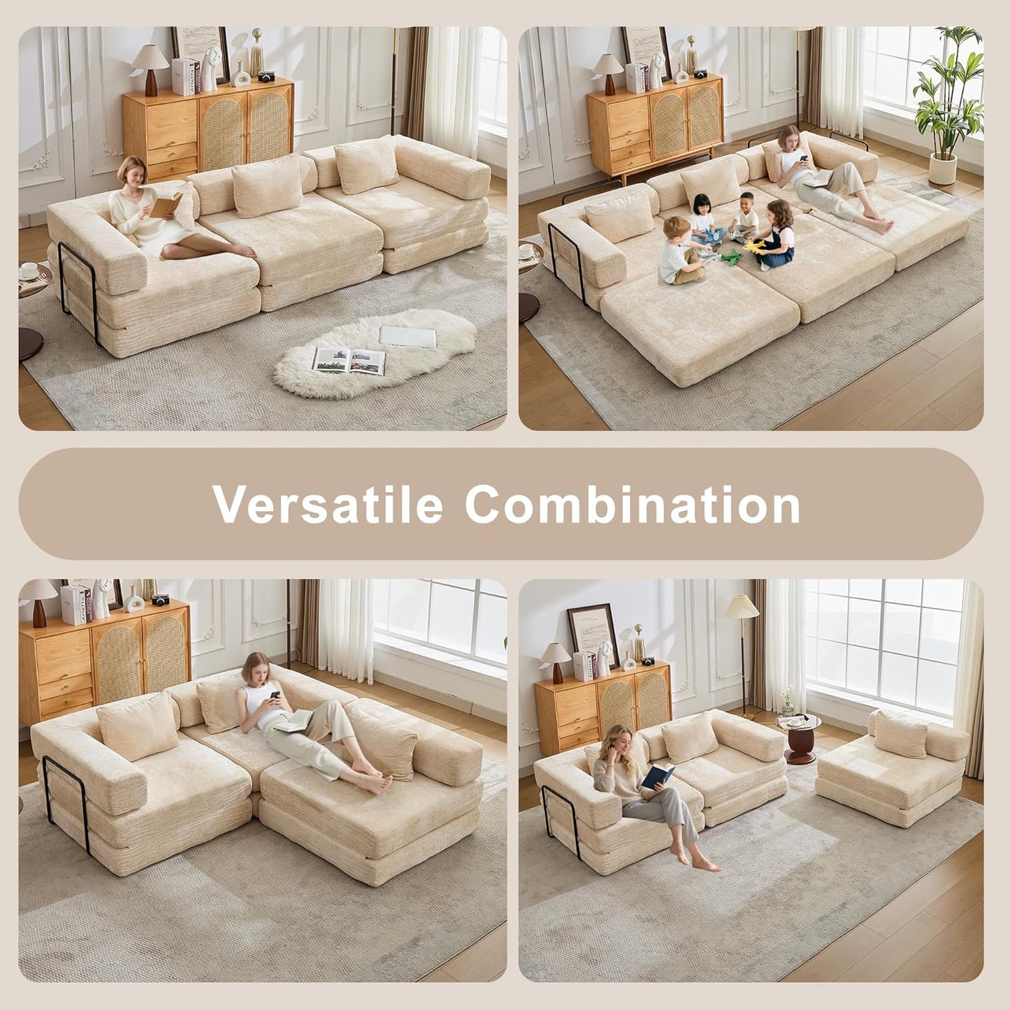 Compression Floor Sofa Bed, 3-Seat