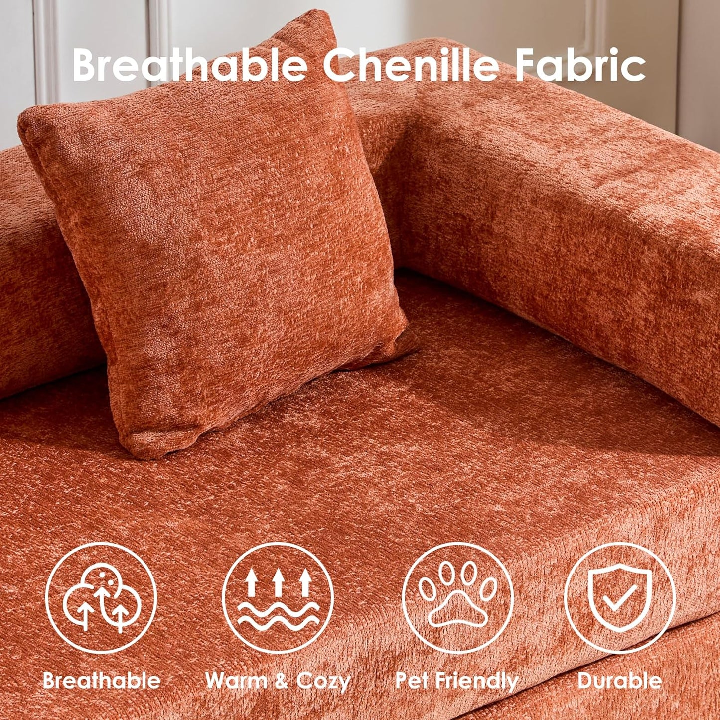 Convertible Sleeper Sofa Bed, 78.5" Corduroy Foldable Loveseat Sofa