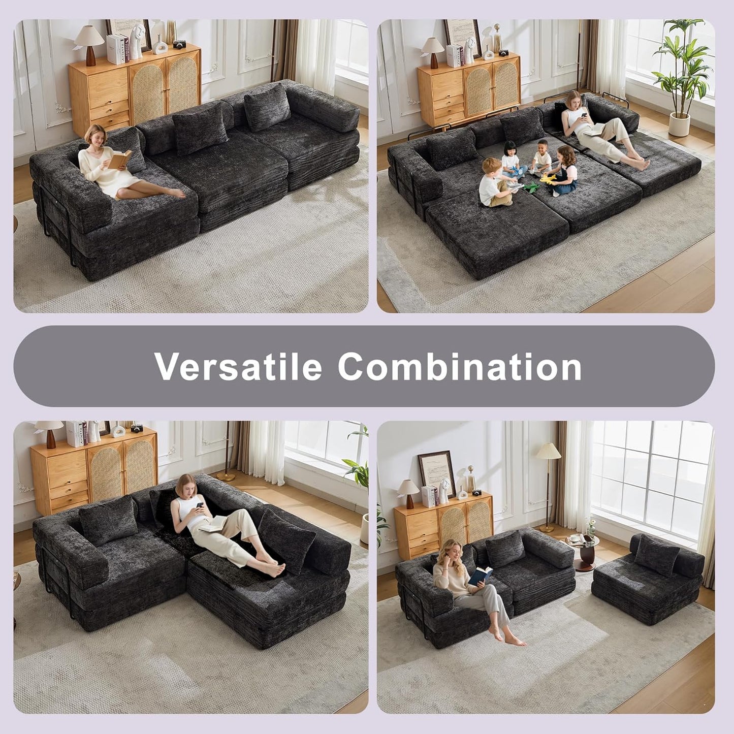 Compression Floor Sofa Bed, 3-Seat