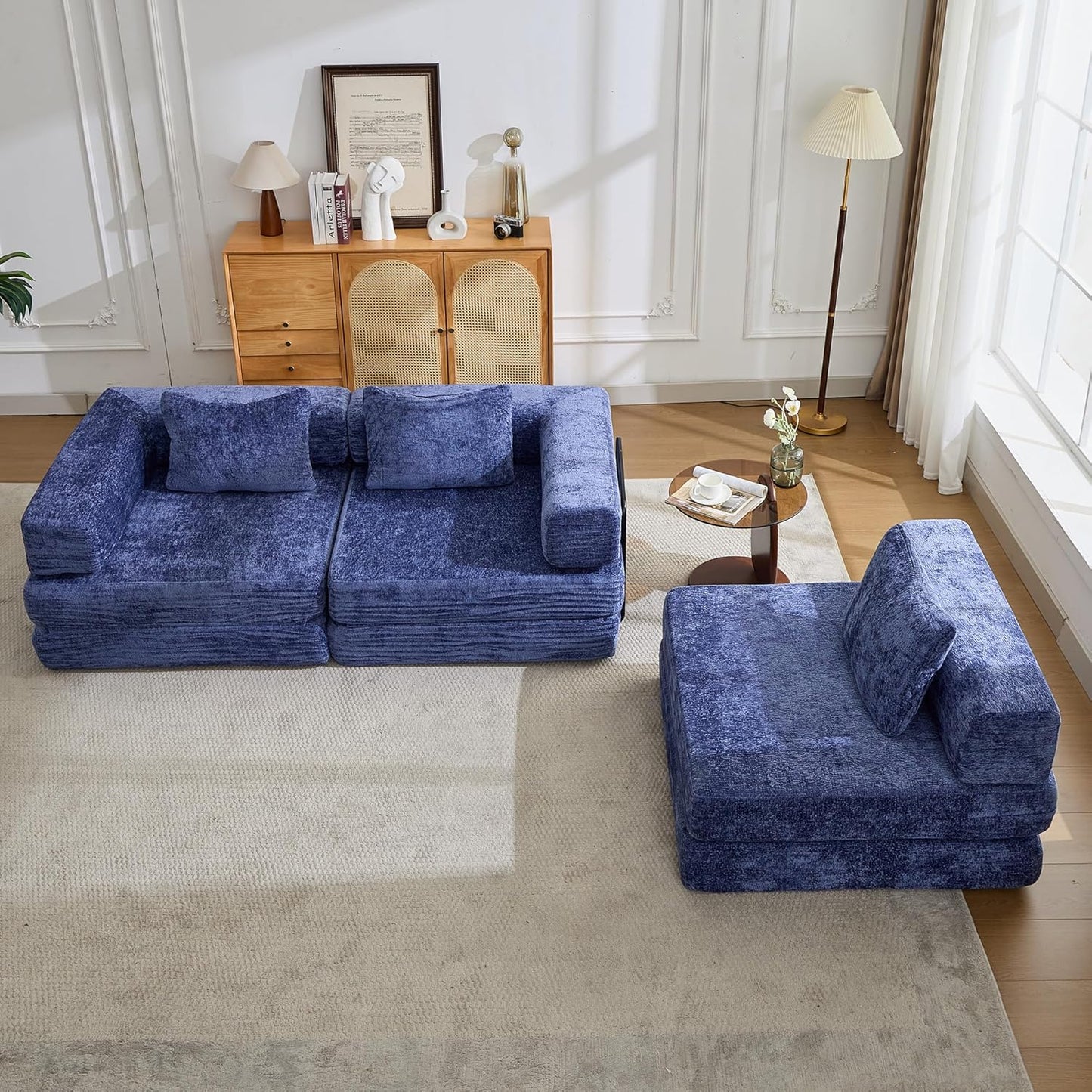 Compression Floor Sofa Bed, 3-Seat